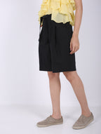 LINEN SHORT PLEATED BERMUDA SHORTS