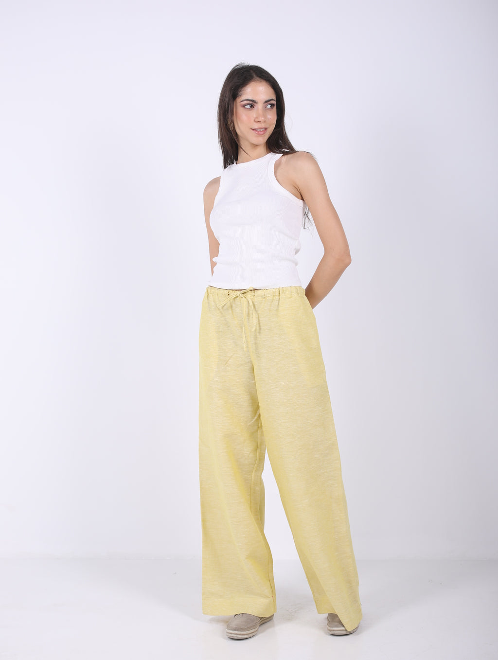Wide Leg Pants with Drawstring
