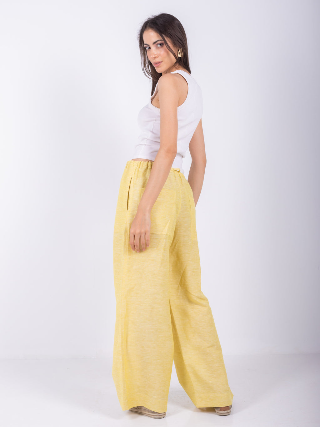 Wide Leg Pants with Drawstring