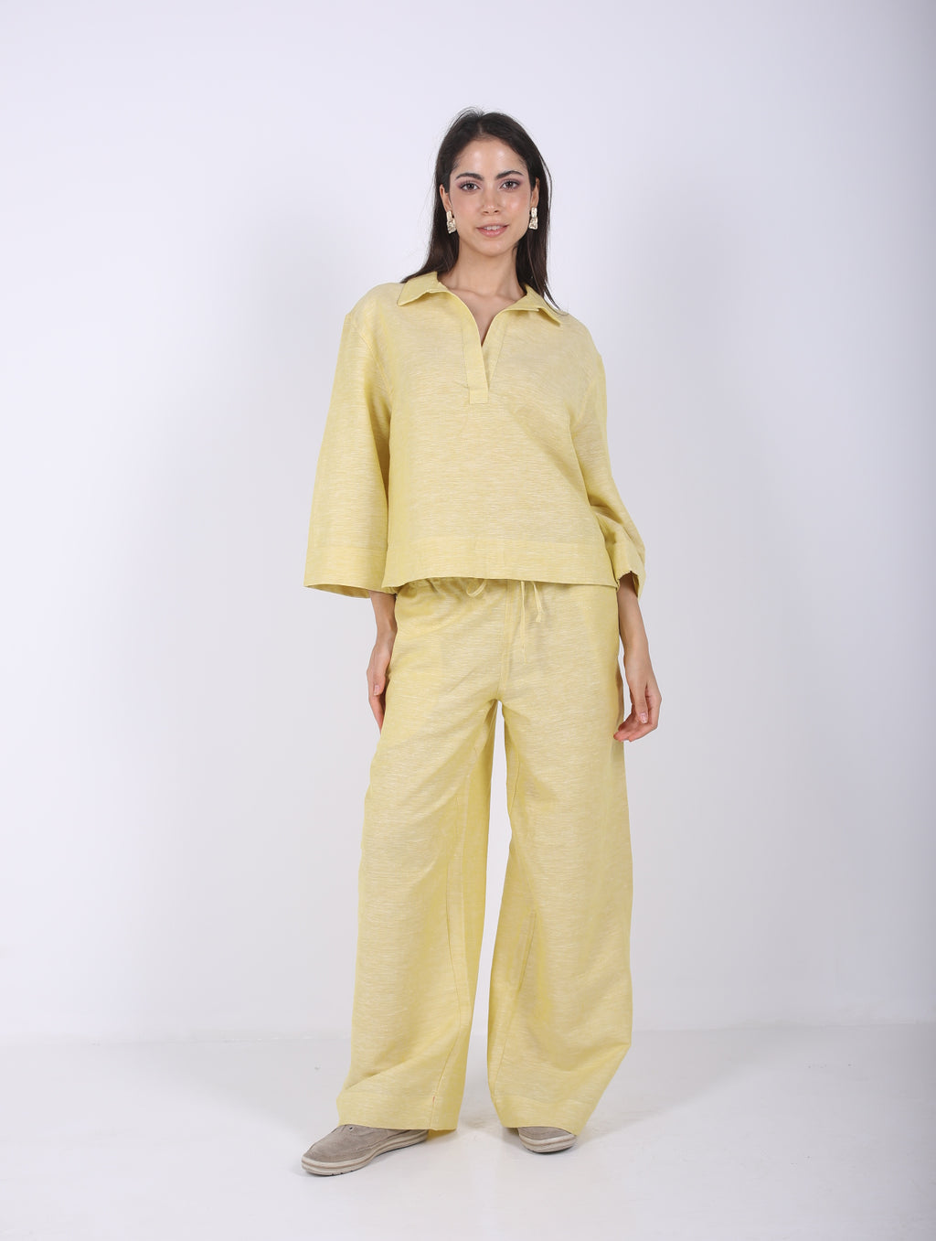 Wide Leg Pants with Drawstring