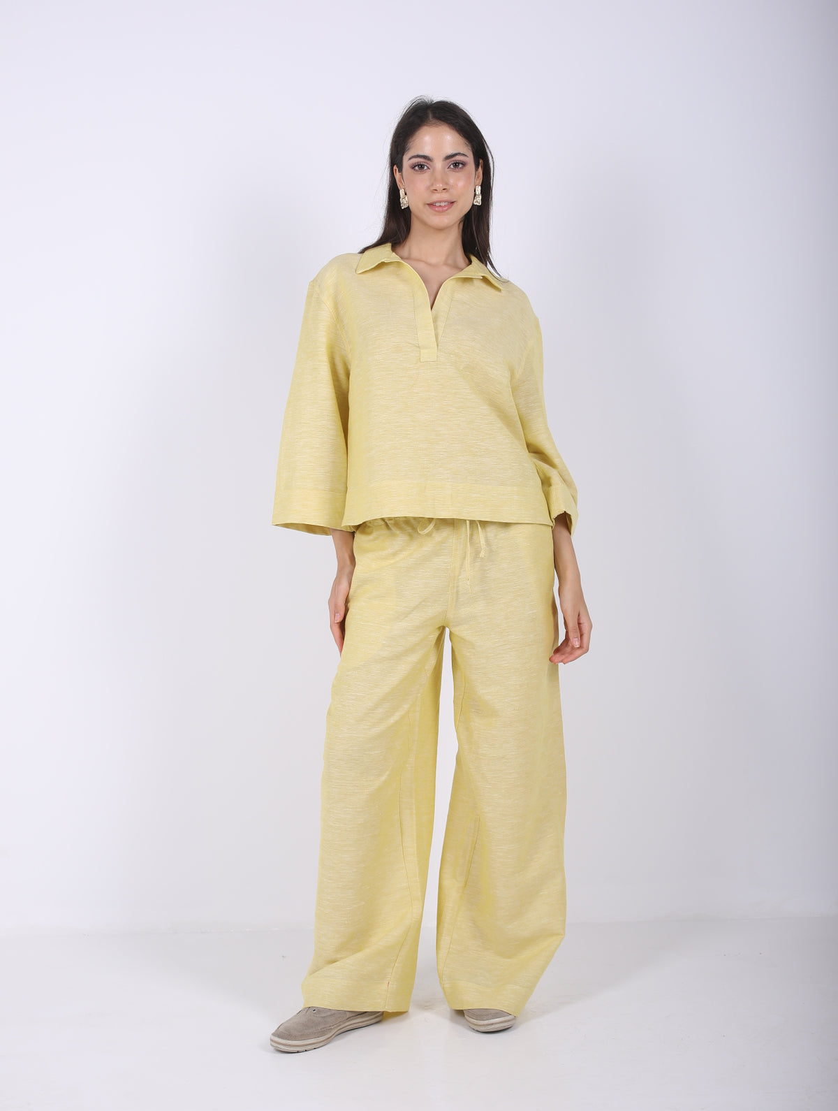 Wide Leg Pants with Drawstring