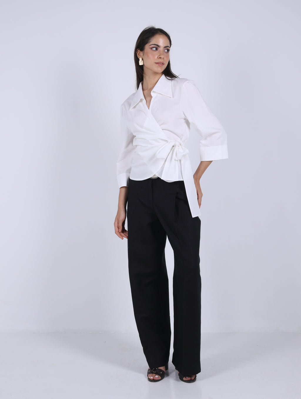 WRAP  WHITE  COTTON  BLOUSE