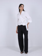 WRAP  WHITE  COTTON  BLOUSE