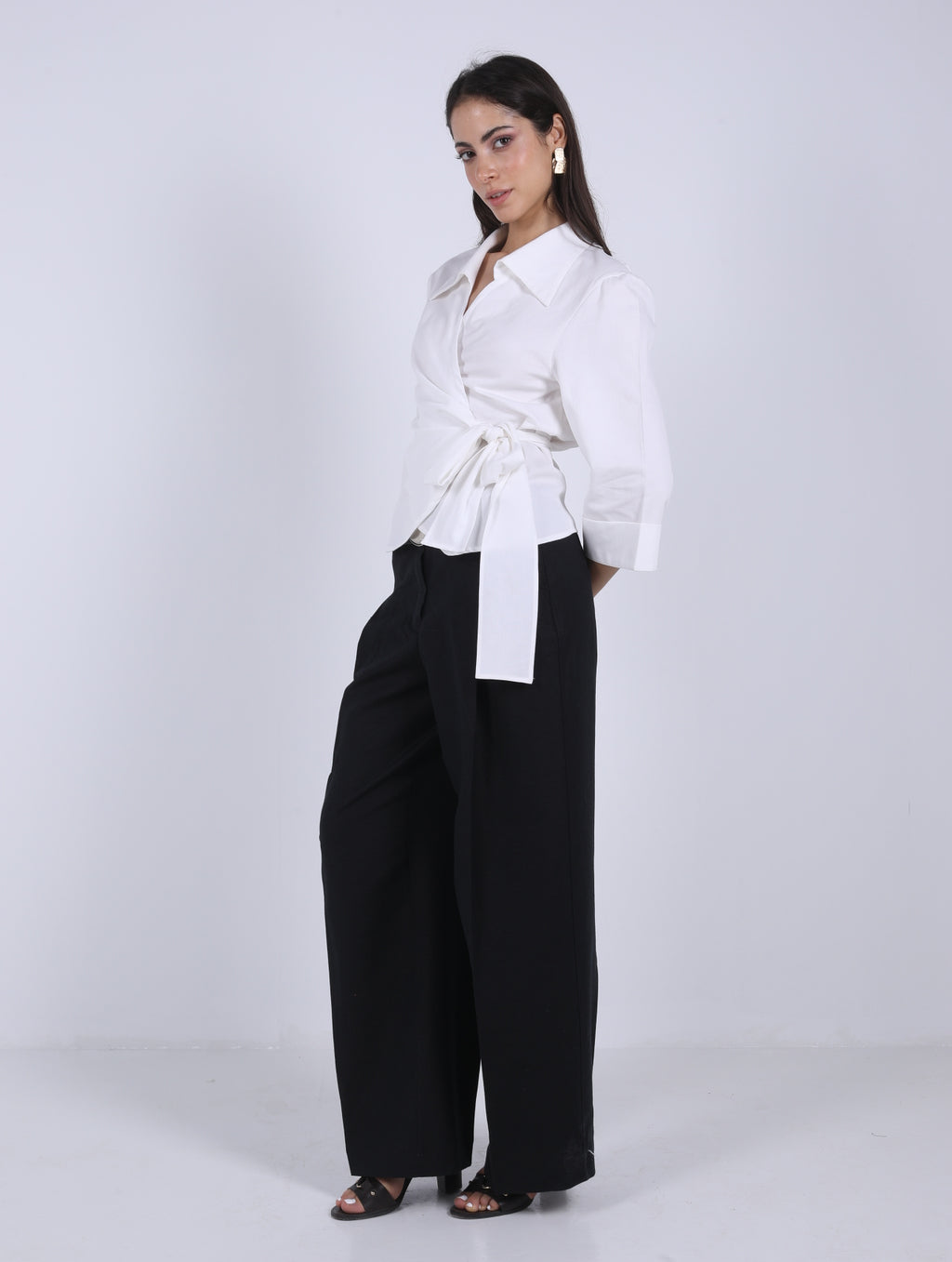WRAP  WHITE  COTTON  BLOUSE