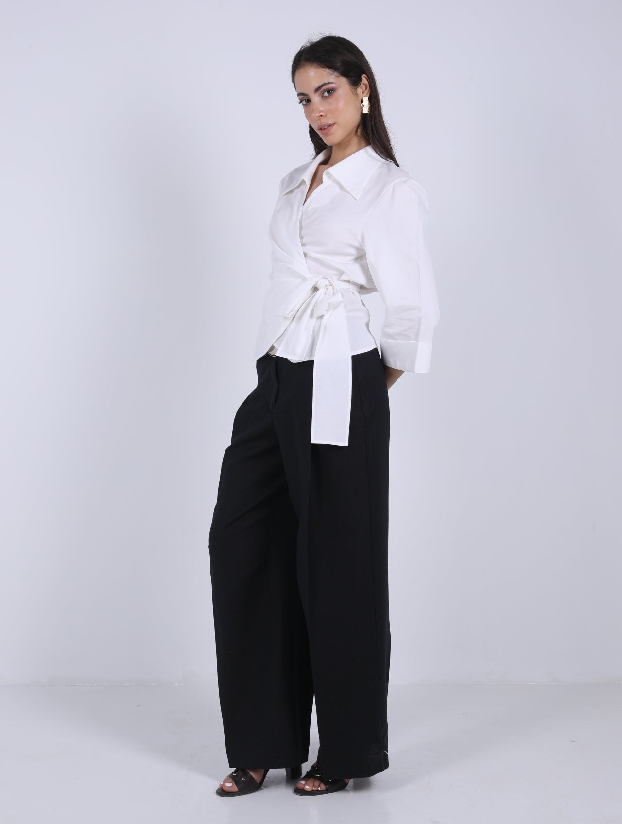 WRAP  WHITE  COTTON  BLOUSE