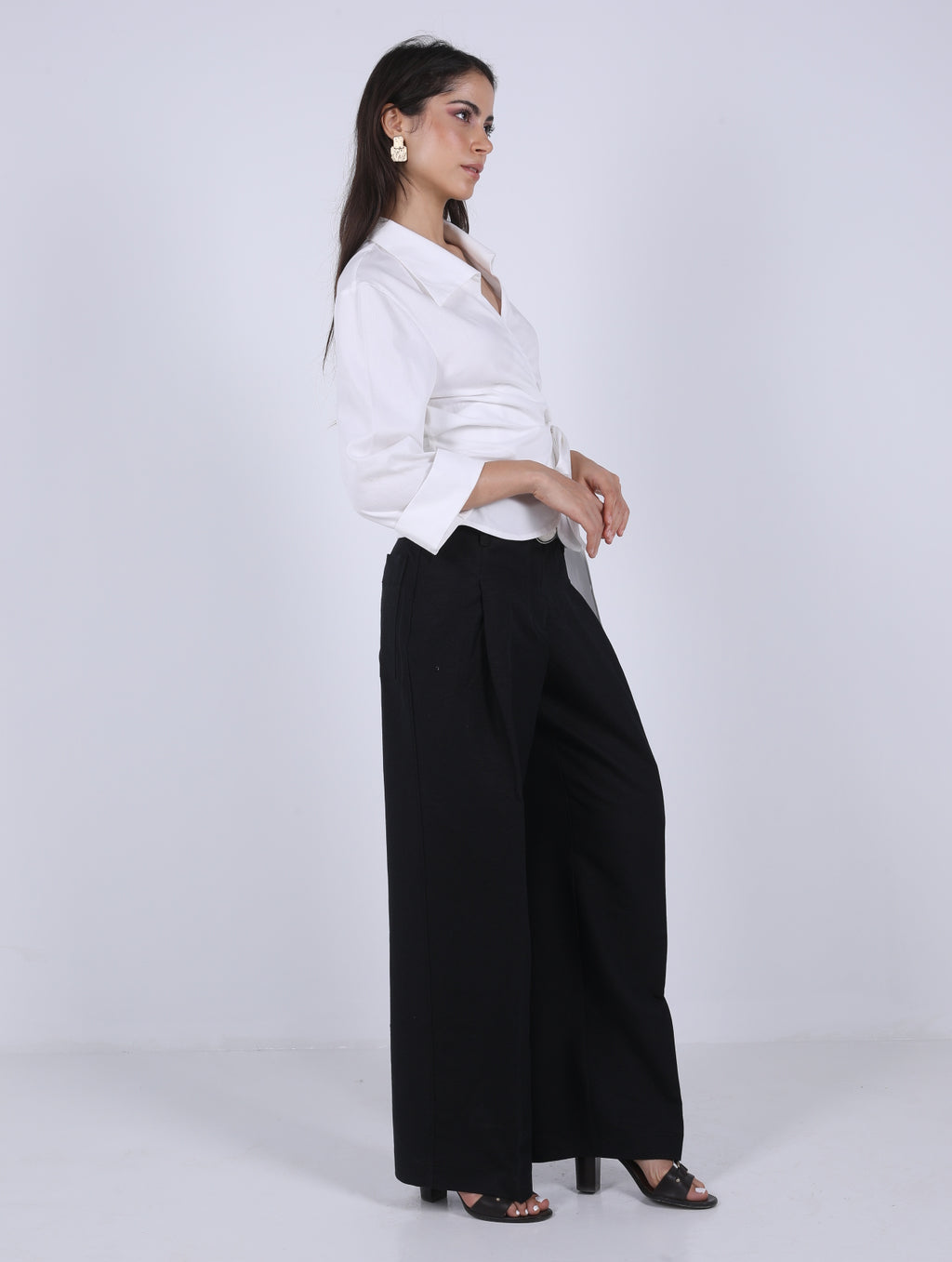 WRAP  WHITE  COTTON  BLOUSE