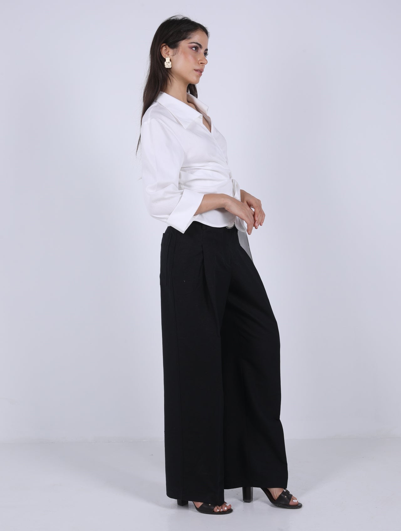 WRAP  WHITE  COTTON  BLOUSE