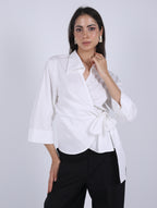 WRAP  WHITE  COTTON  BLOUSE