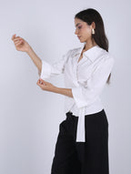 WRAP  WHITE  COTTON  BLOUSE