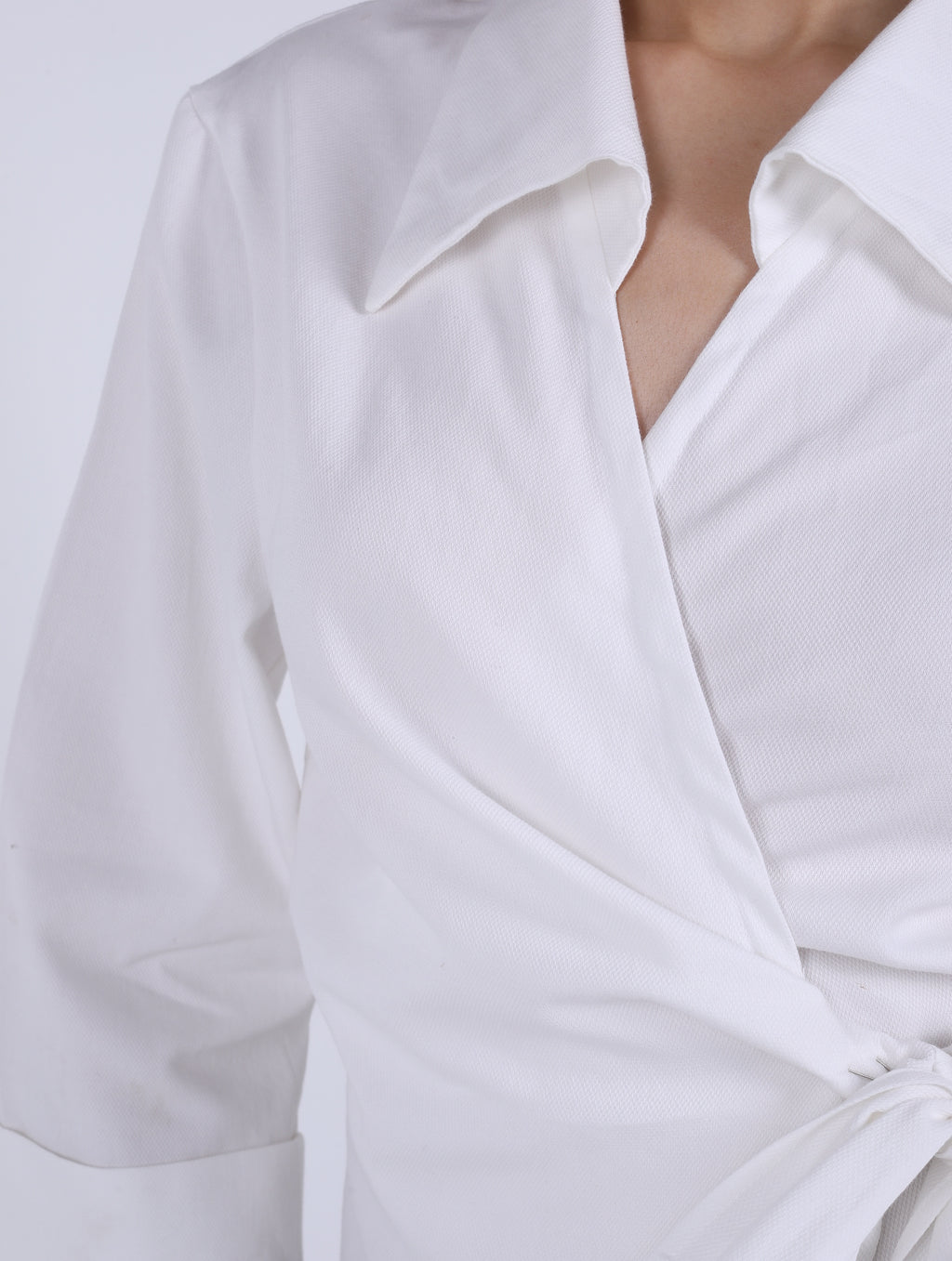 WRAP  WHITE  COTTON  BLOUSE