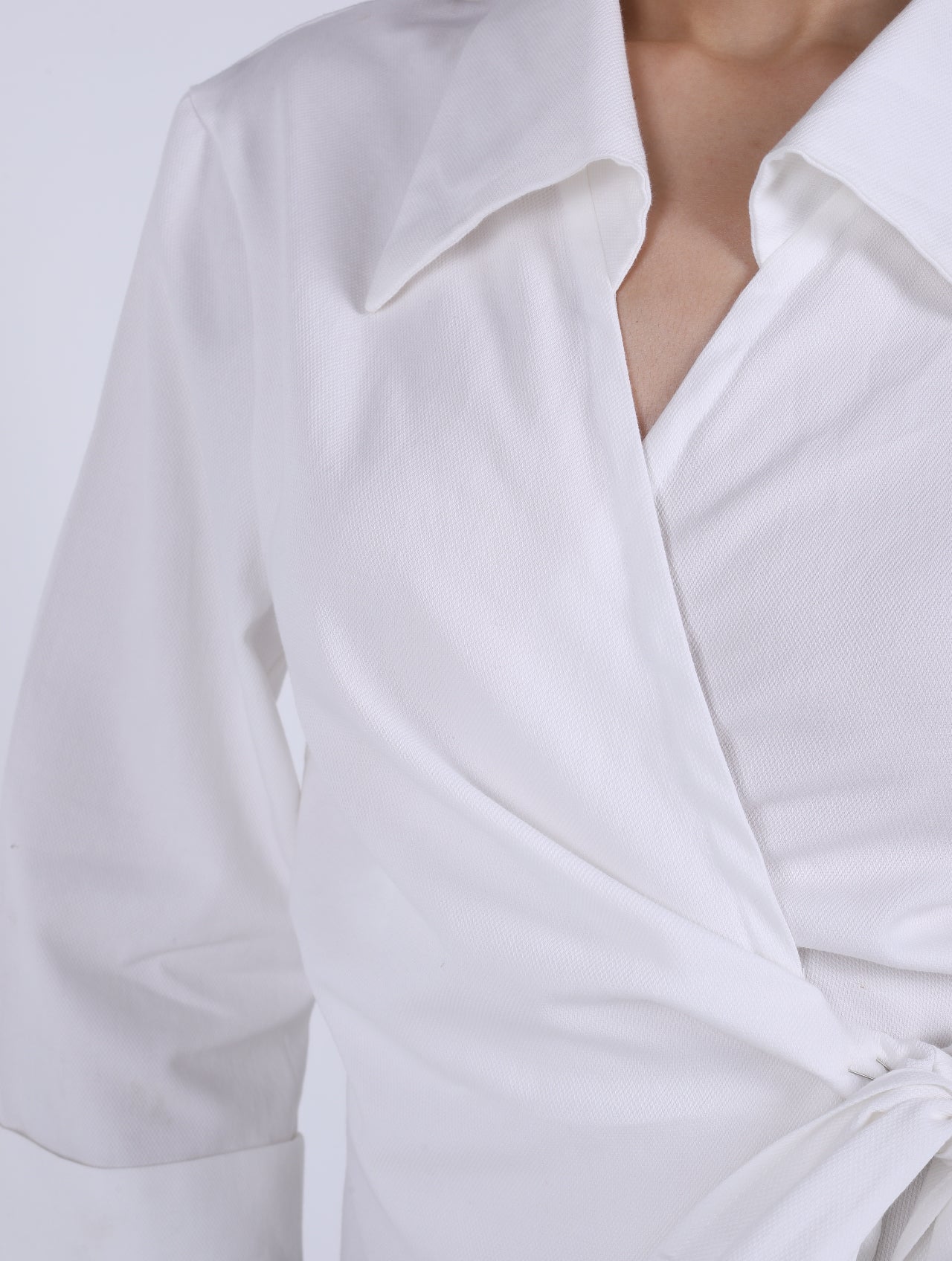 WRAP  WHITE  COTTON  BLOUSE