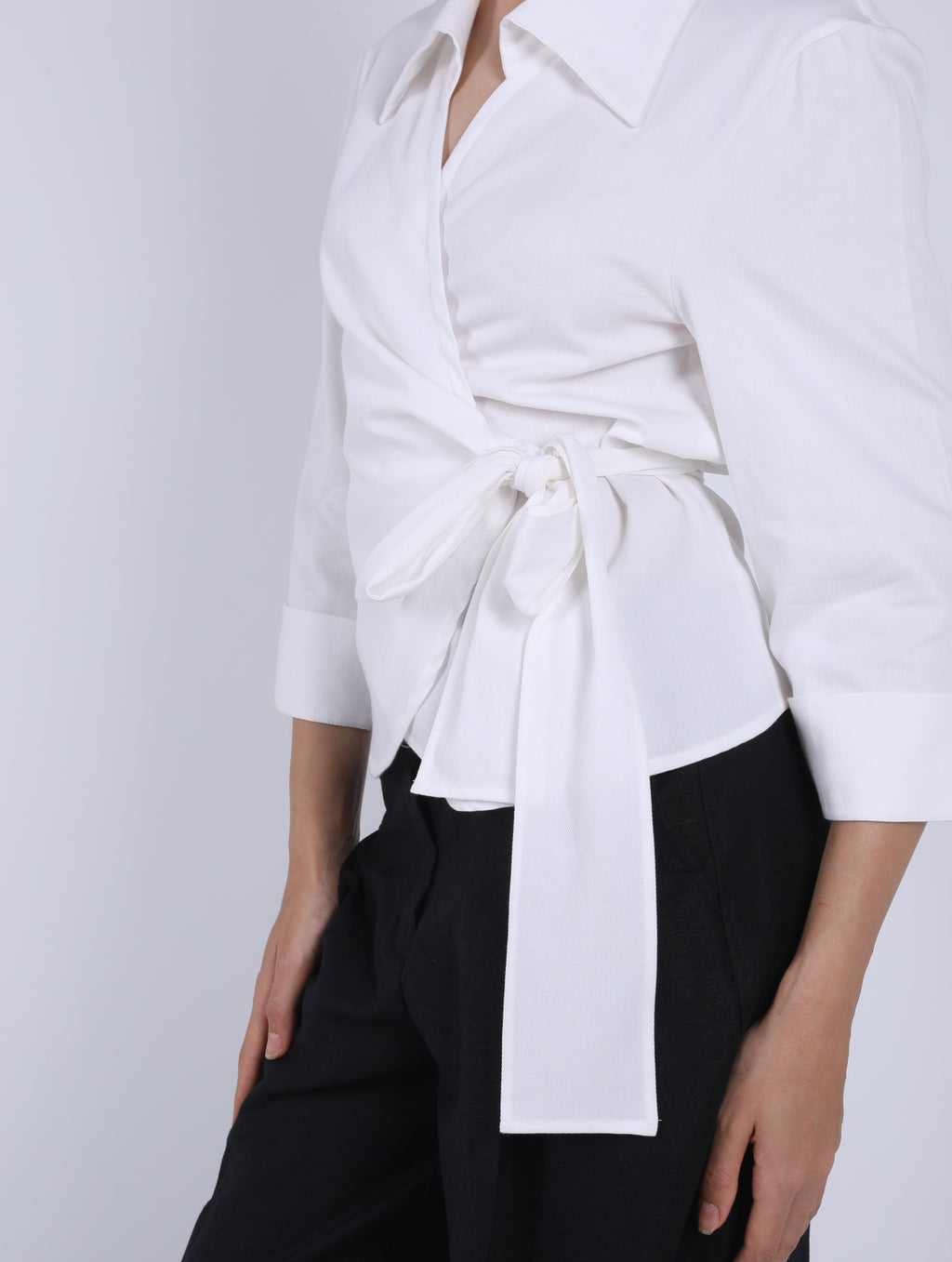WRAP  WHITE  COTTON  BLOUSE