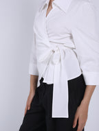 WRAP  WHITE  COTTON  BLOUSE
