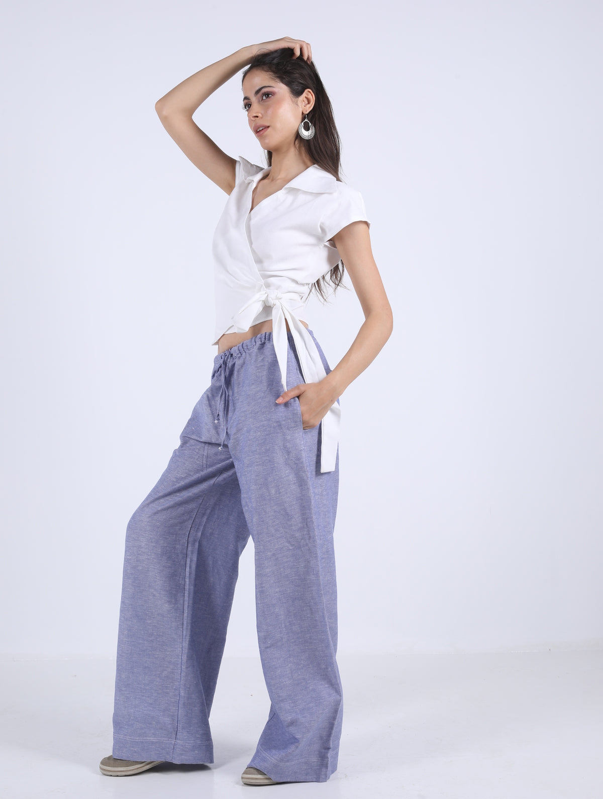 Wide Leg Pants with Drawstring