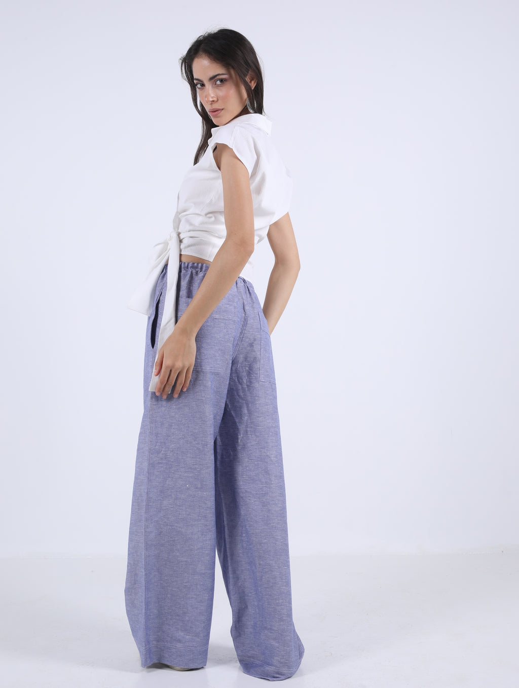 Wide Leg Pants with Drawstring