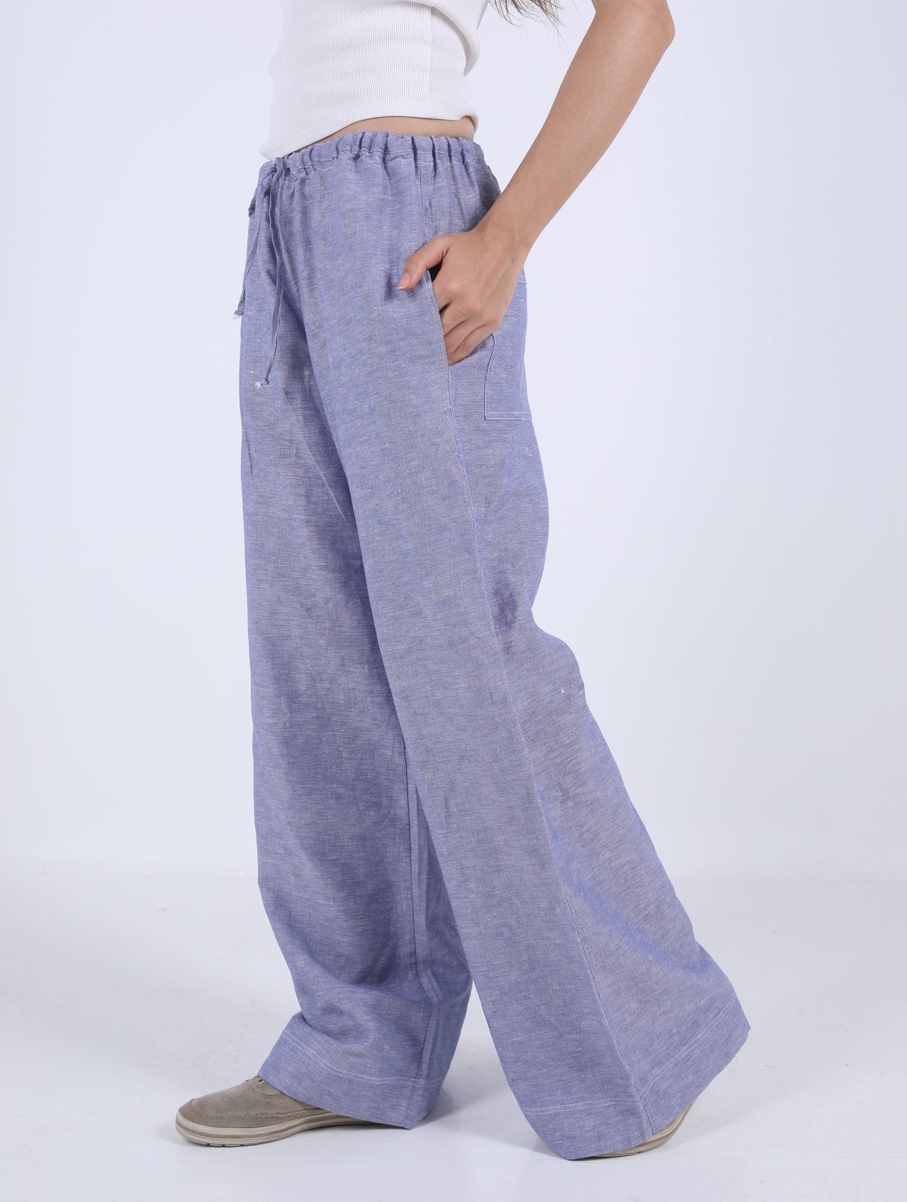 Wide Leg Pants with Drawstring
