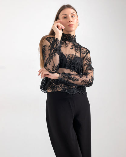 BLACK SHEER TOP