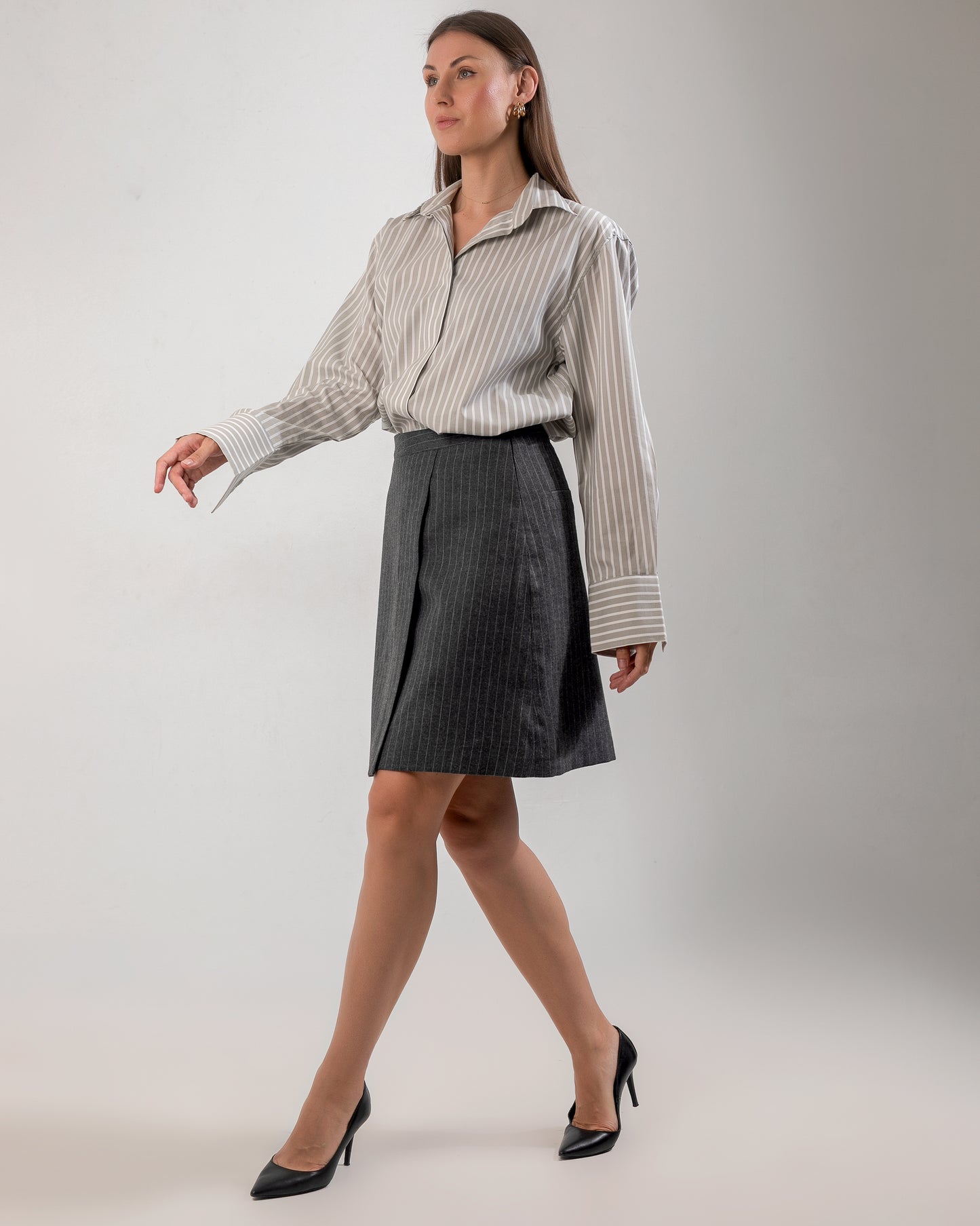 CLASSIC STRIPED  GREY  SHIRT