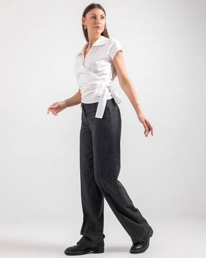 WRAP  WHITE  COTTON  BLOUSE