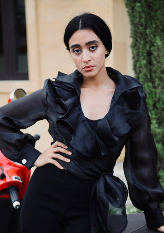 BLACK ORGANZA  BLOUSE