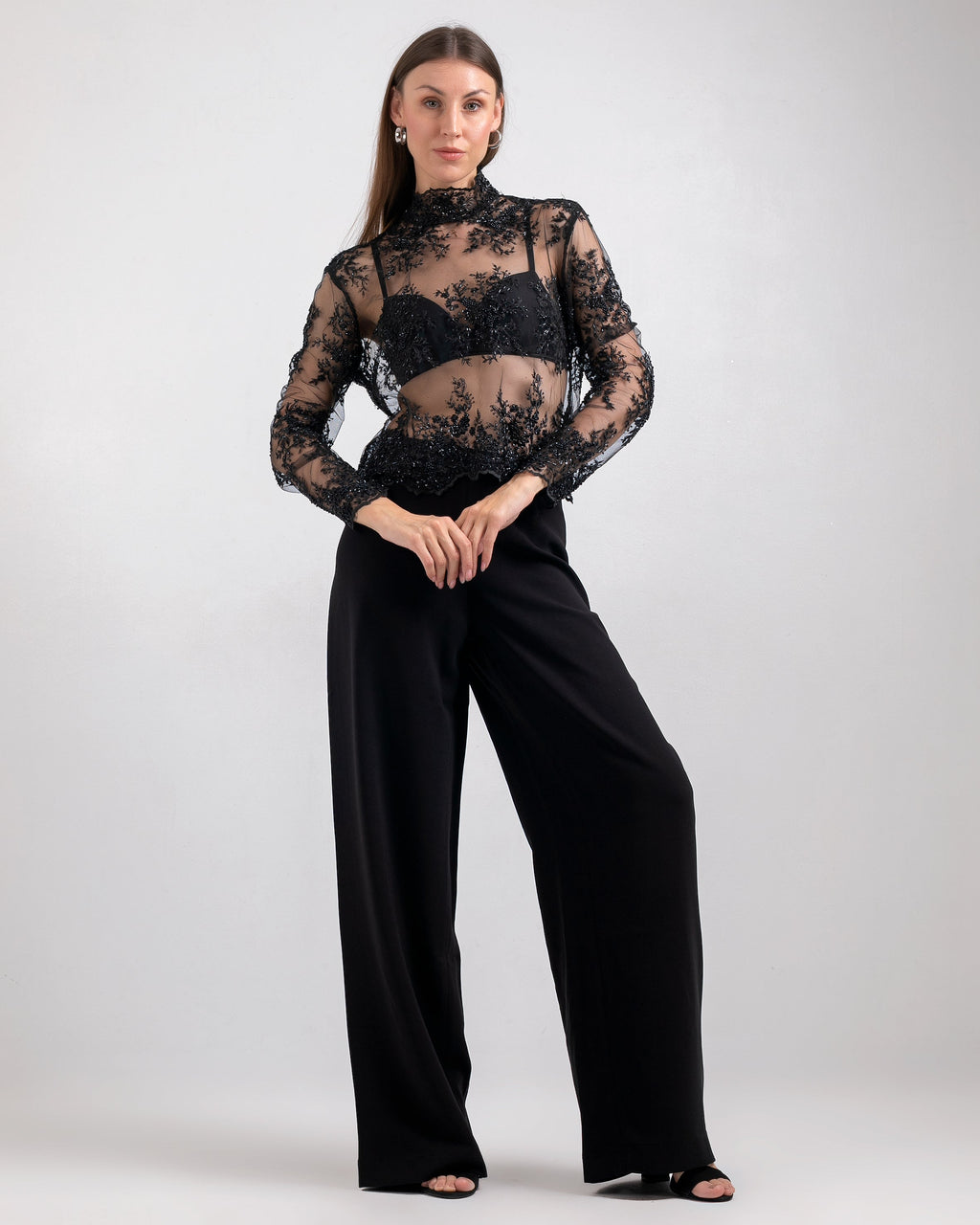 BLACK SHEER TOP