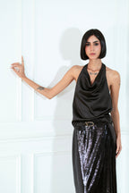 SATIN HALTER TOP