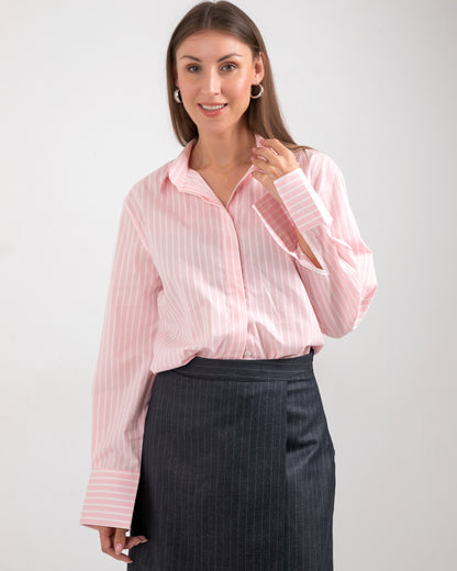 CLASSIC  STRIPED   PINK   SHIRT