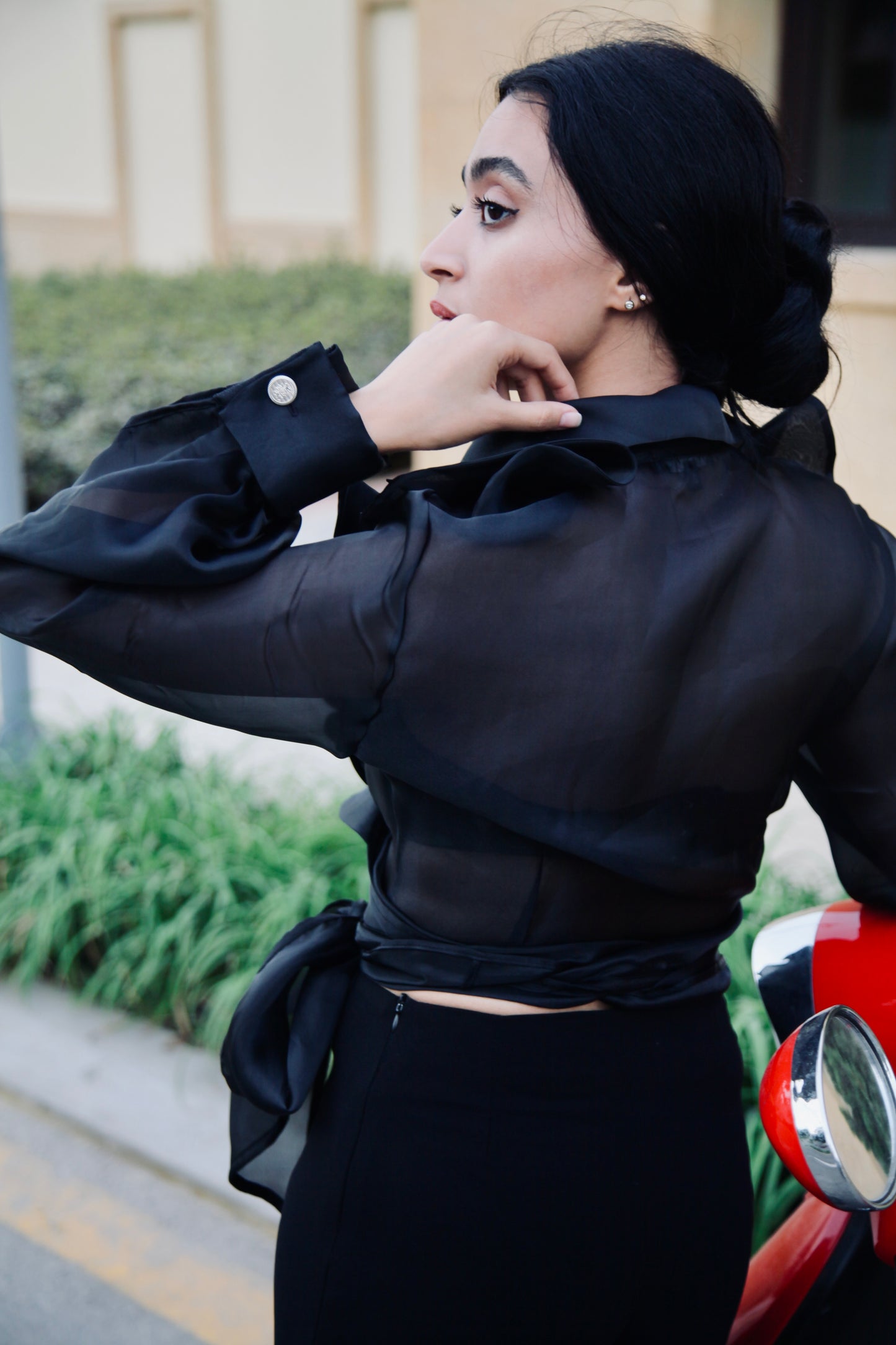 BLACK ORGANZA  BLOUSE