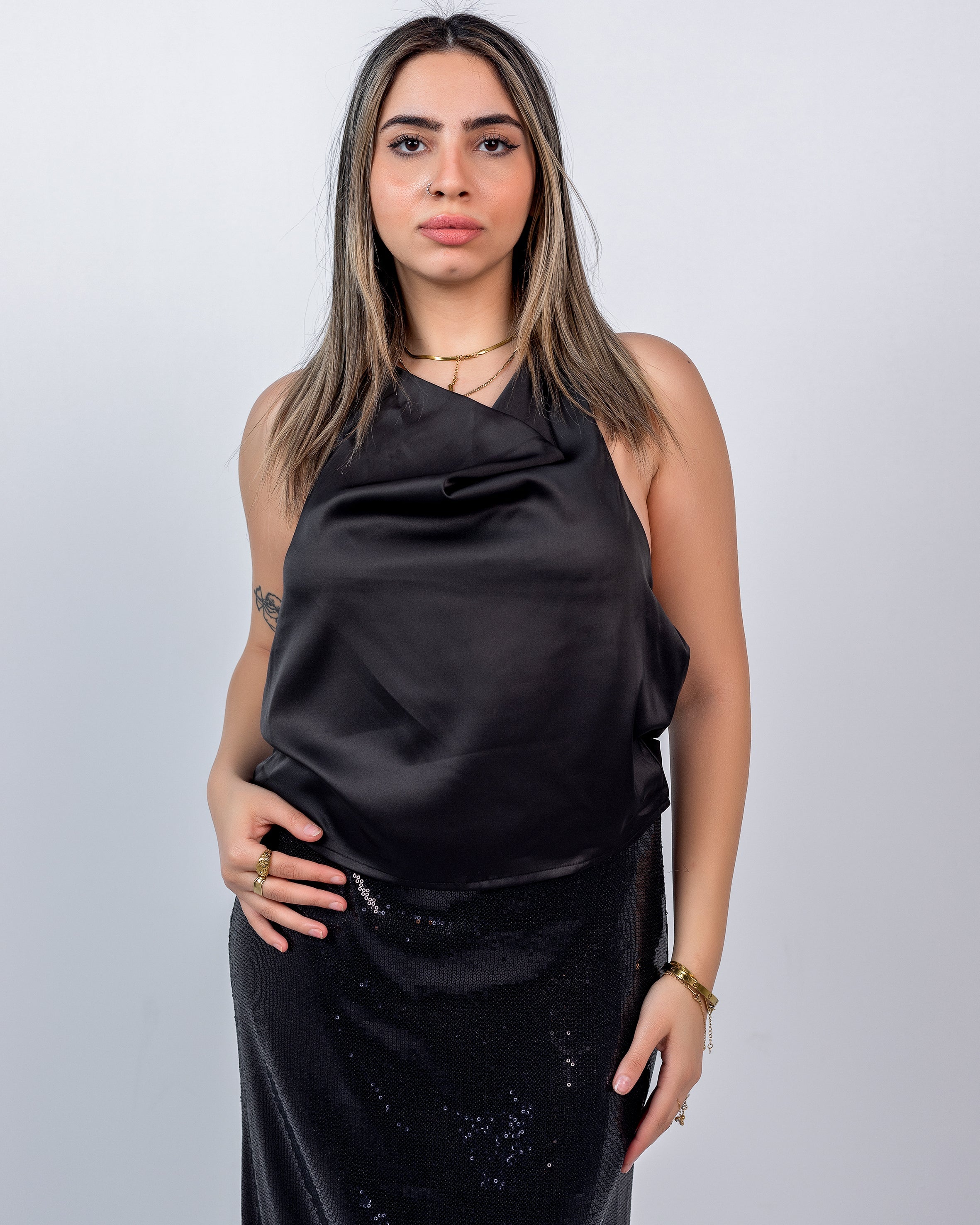 BLACK  GLITTER LONG  SKIRT