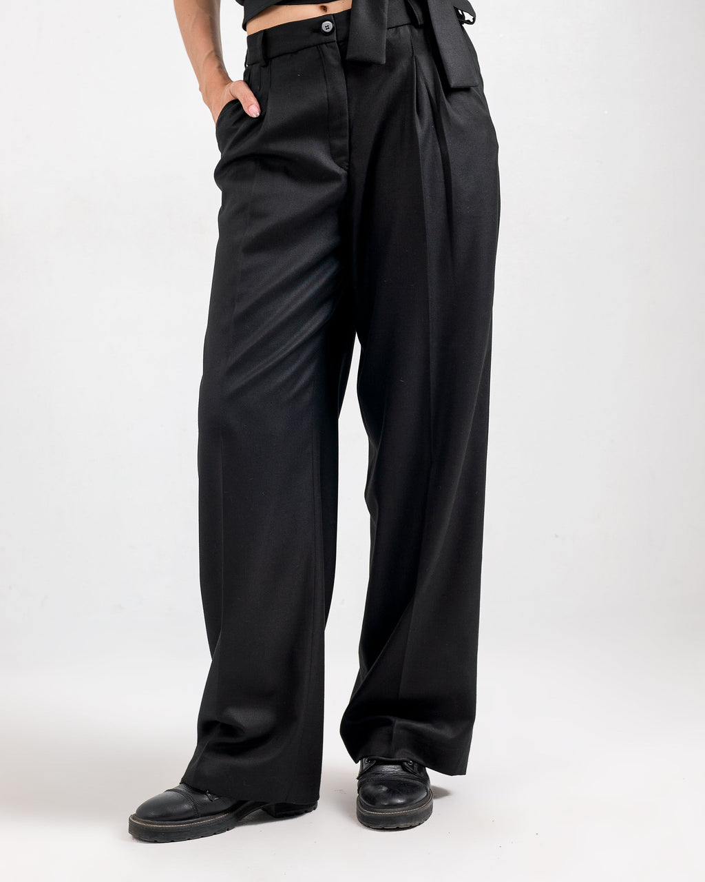 Pleated  Wide-Leg  Pants