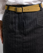 BLACK STRIPED MIDI SKIRT