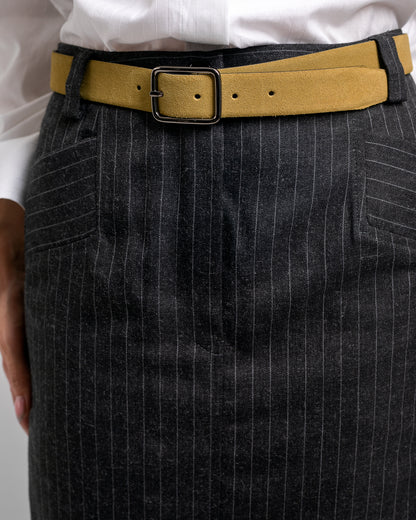 BLACK STRIPED MIDI SKIRT