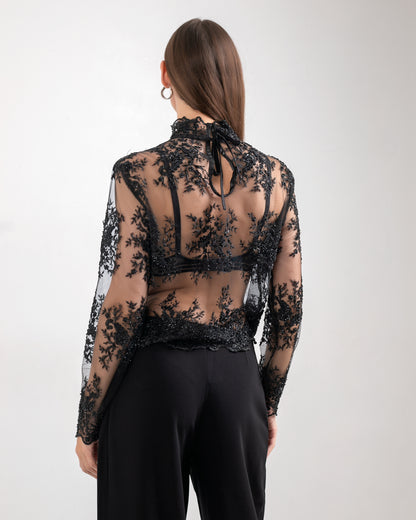 BLACK SHEER TOP
