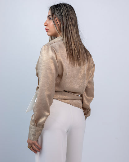 SOFT SATIN SHIRT IN CHAMPAGNE