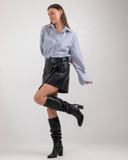 BLACK LEATHER  MINI  SKIRT