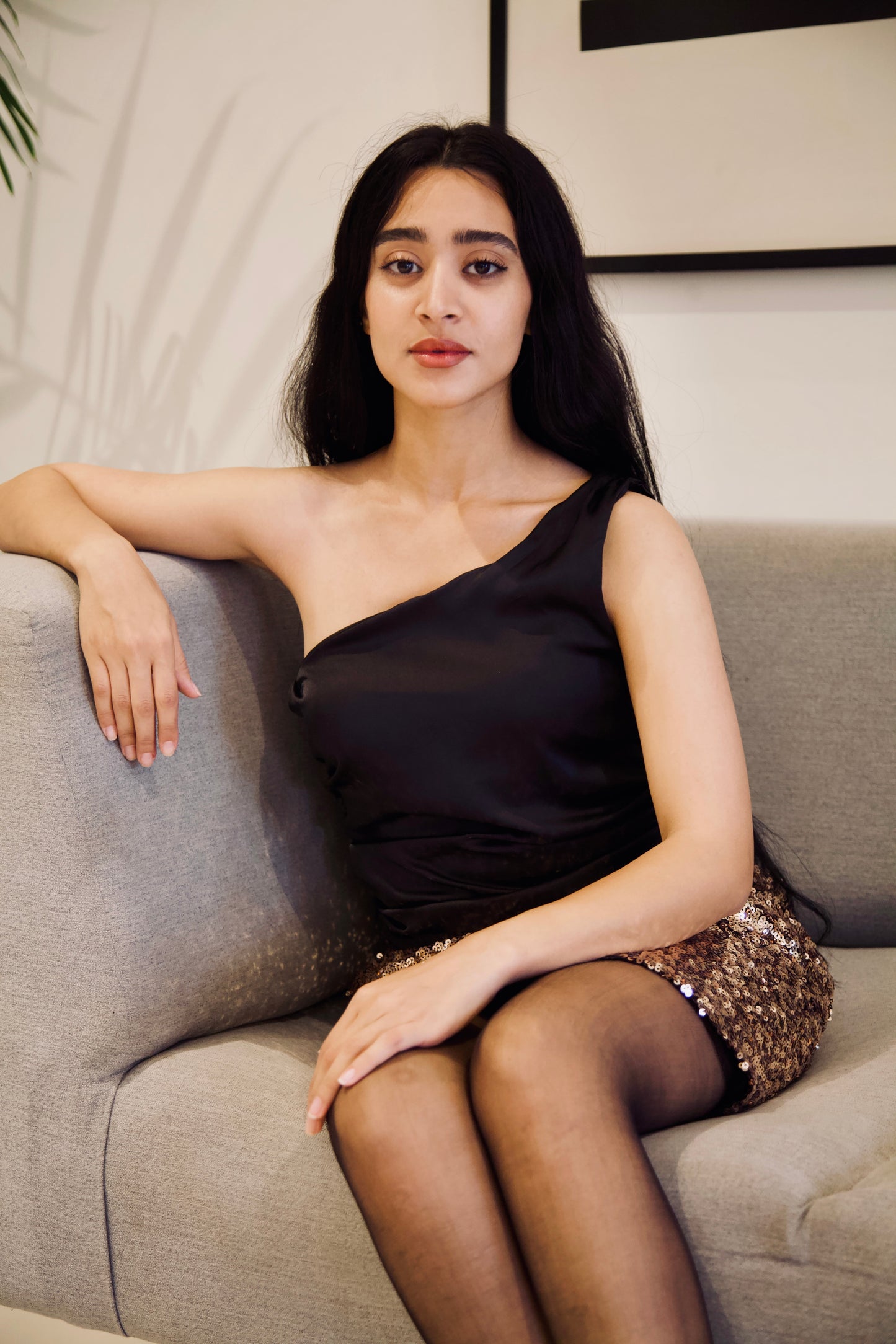 Mini sequin skirt - Golden