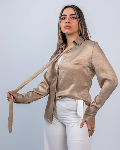 SOFT SATIN SHIRT IN CHAMPAGNE