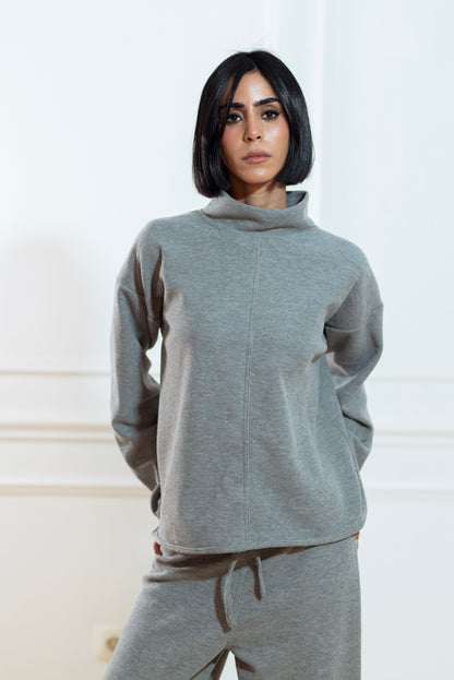 GREY CASHMERE SWEATER  & SWEATPANTS