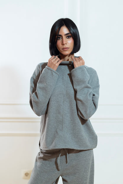 GREY CASHMERE SWEATER  & SWEATPANTS