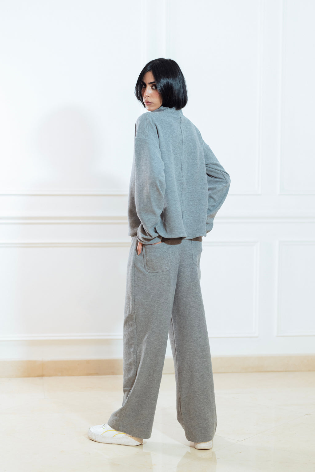 GREY CASHMERE SWEATER  & SWEATPANTS