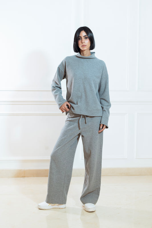 GREY CASHMERE SWEATER  & SWEATPANTS