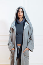 GREY CASHMERE LONG LOUNGE CARDIGAN  & SWEATPANTS