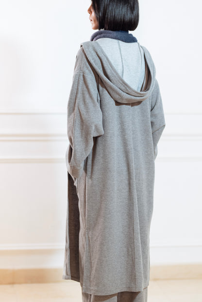 GREY CASHMERE LONG LOUNGE CARDIGAN  & SWEATPANTS