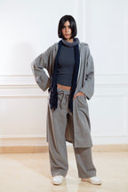 GREY CASHMERE LONG LOUNGE CARDIGAN  & SWEATPANTS