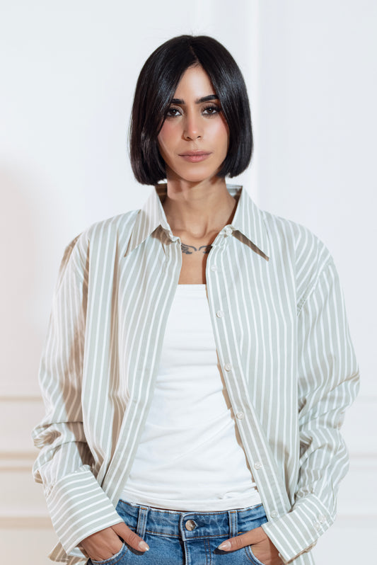 CLASSIC STRIPED  GREY  SHIRT