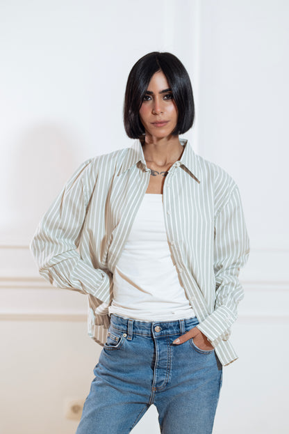 CLASSIC STRIPED  GREY  SHIRT