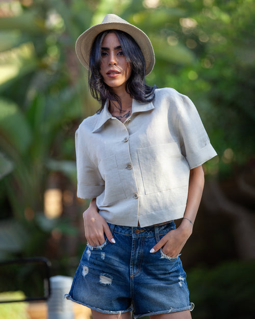 BEIGE SHIRT 100% LINEN