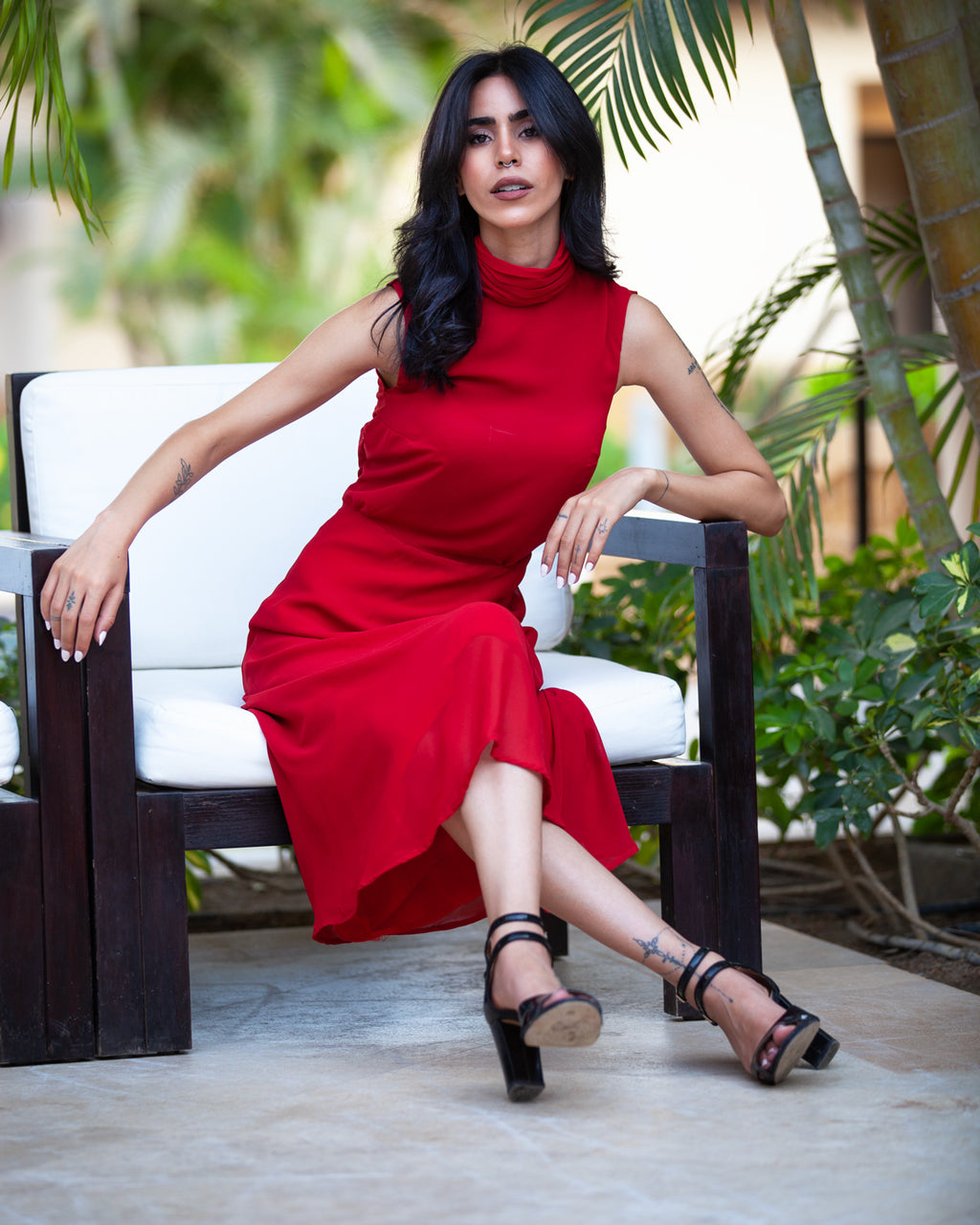 Red Chiffon Dress
