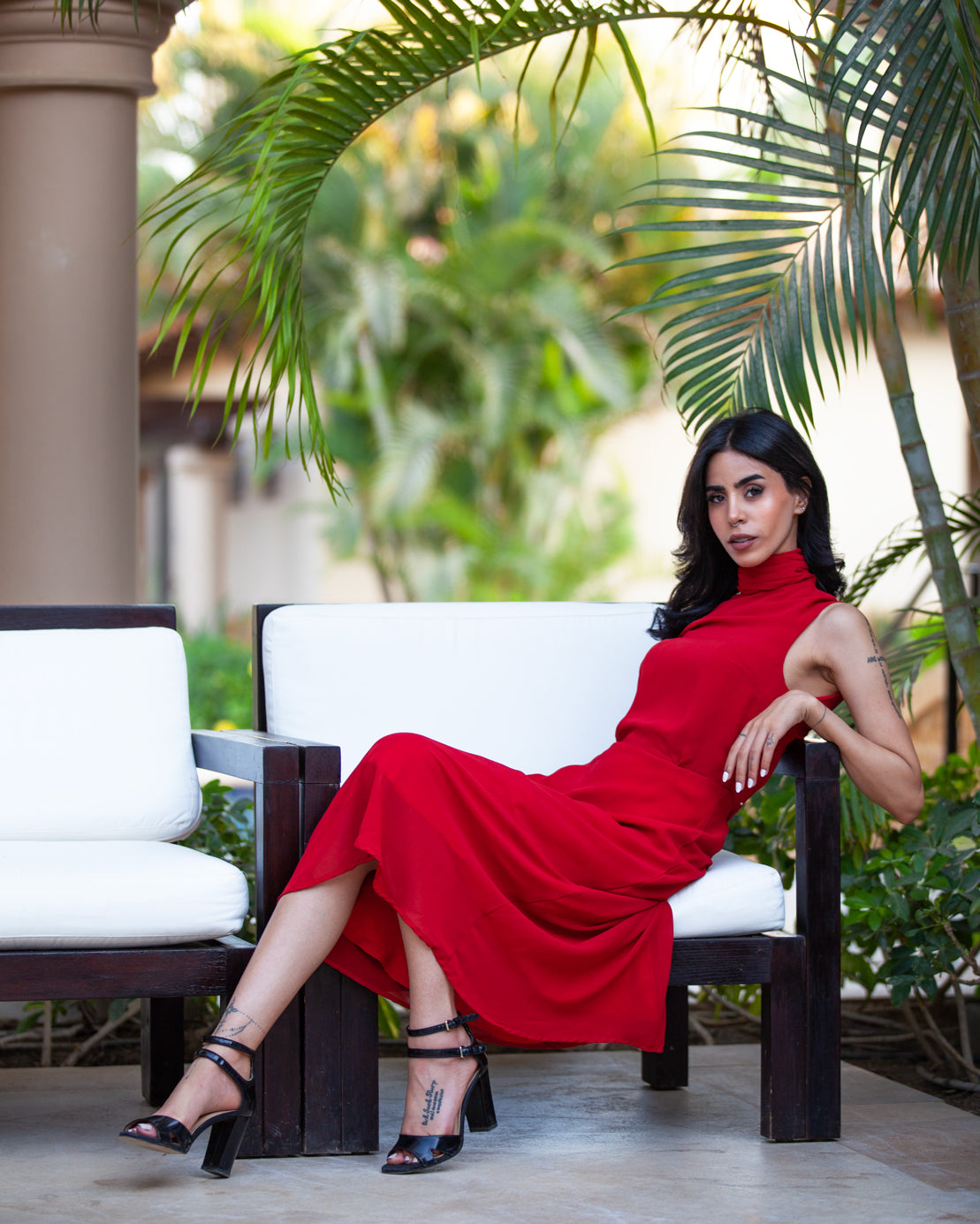 Red Chiffon Dress
