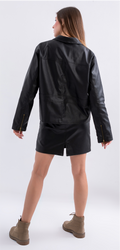 BLACK Leather Jacket & Skirt